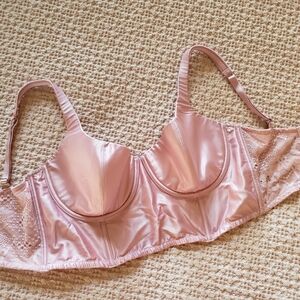 Victoria's Secret demi bustier 34DD pink lined Ribbed Bra